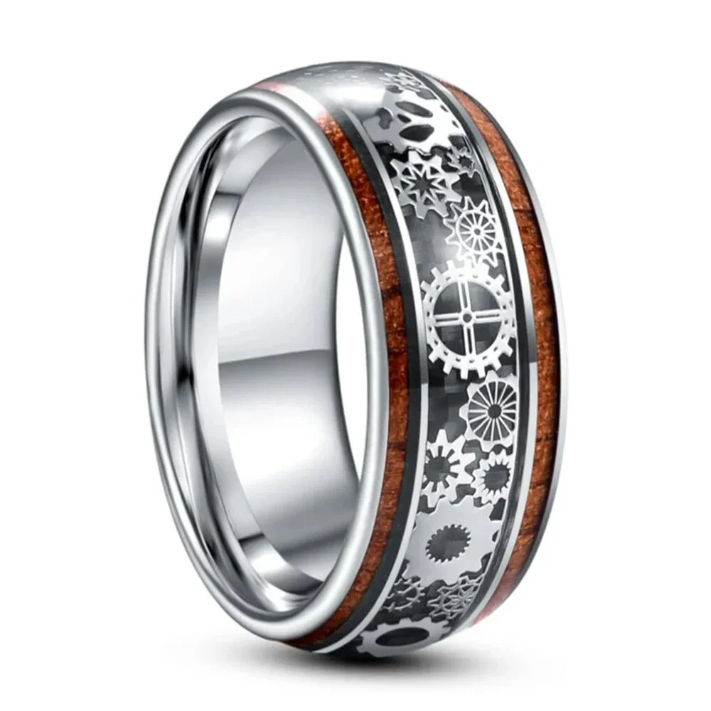 Wedding Band High Quality Men Ring Gear Wheel Wooden Formal Stylish Quality Ring
